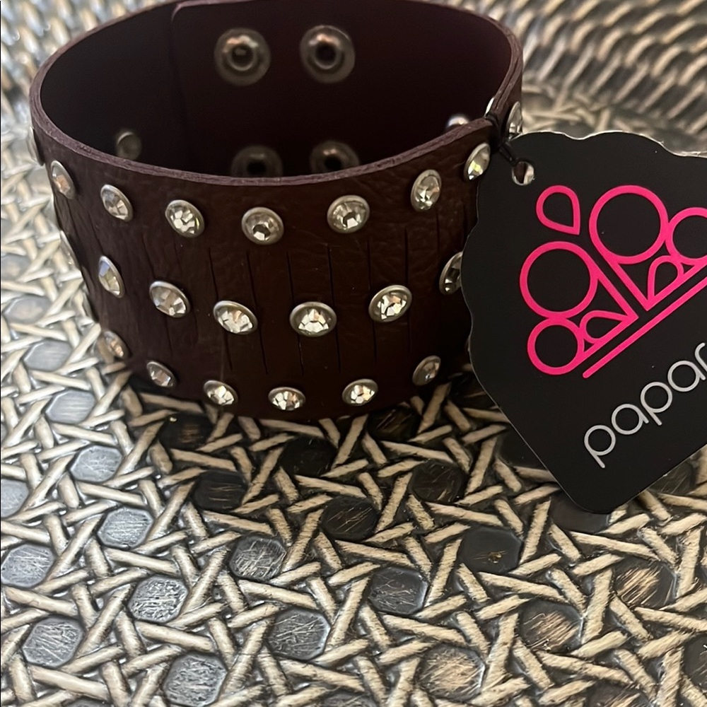 2 for $10 Paparazzi Dark Brown Bracelet with Silver Accents snapped closure
